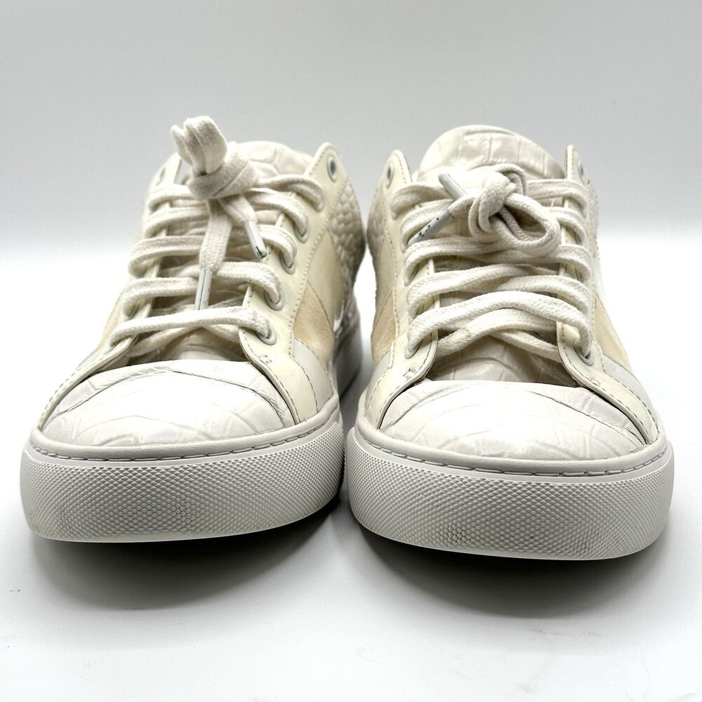 Tory Burch Ames Shoes Womens Size 8.5M Snow White Leather And Suede Sneakers - Picture 2 of 12